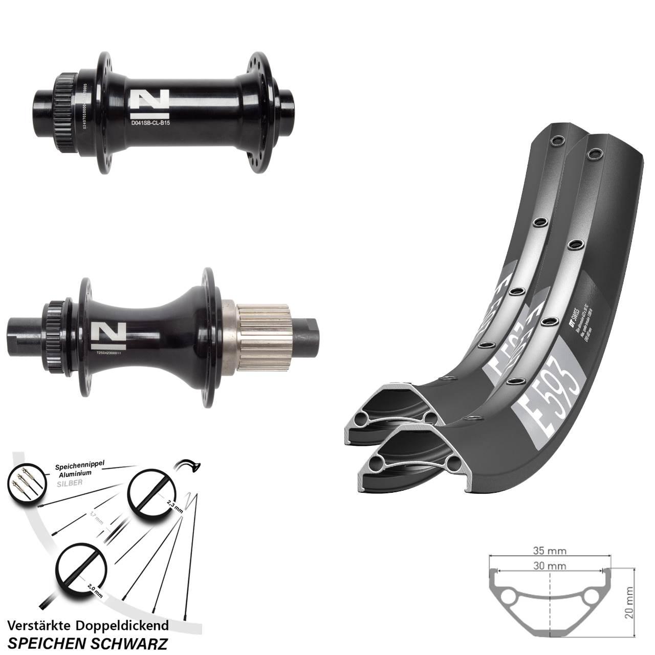 Disc Laufradsatz 29 Zoll DT Swiss E 593 Novatec D041 D462SB Micro Spline Boost