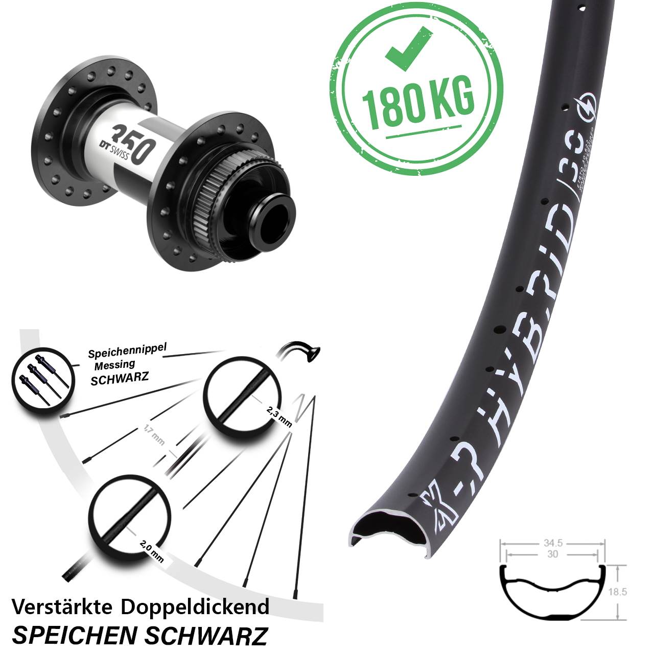 Centerlock Vorderrad 12x100 29 Zoll KX-R Hybrid 30 DT Swiss 350 Road