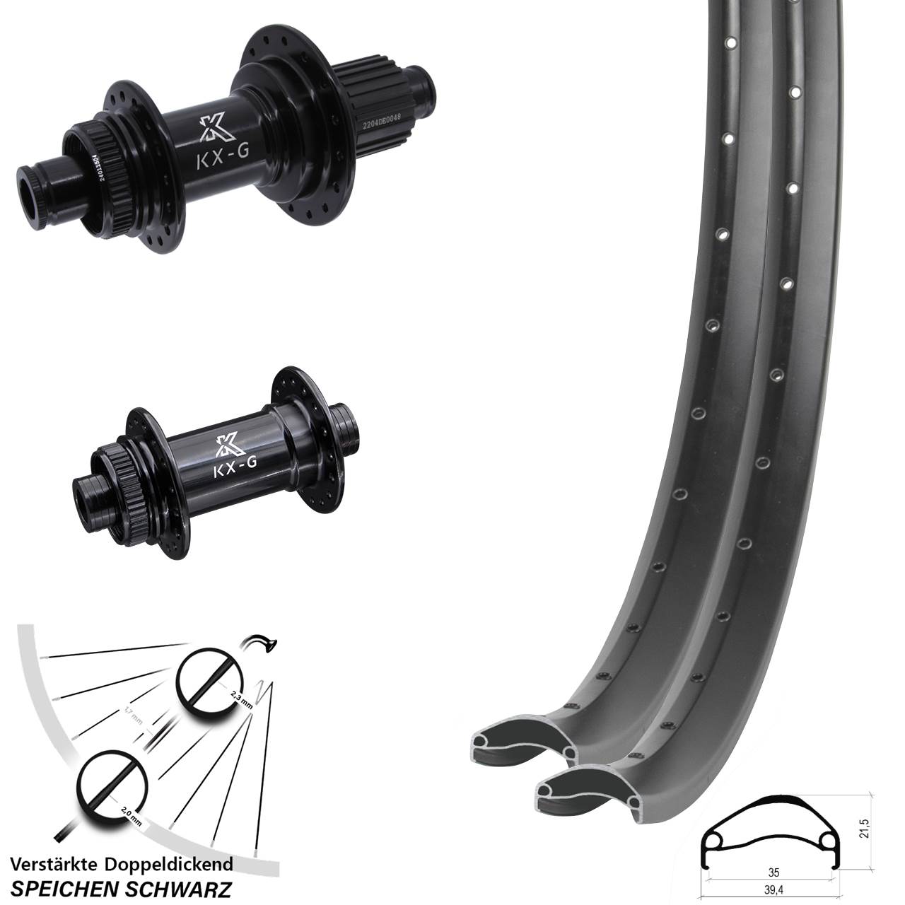 29 Zoll Ambrosio E35 KX-GS verstärkt Laufradsatz Centerlock 15x100 12x142 Micro Spline