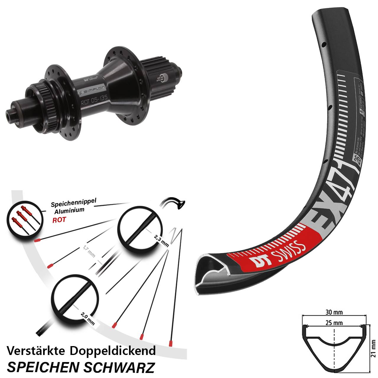 Disc Laufrad 26 Zoll DT Swiss EX471-370 Hybrid Micro Spline QR