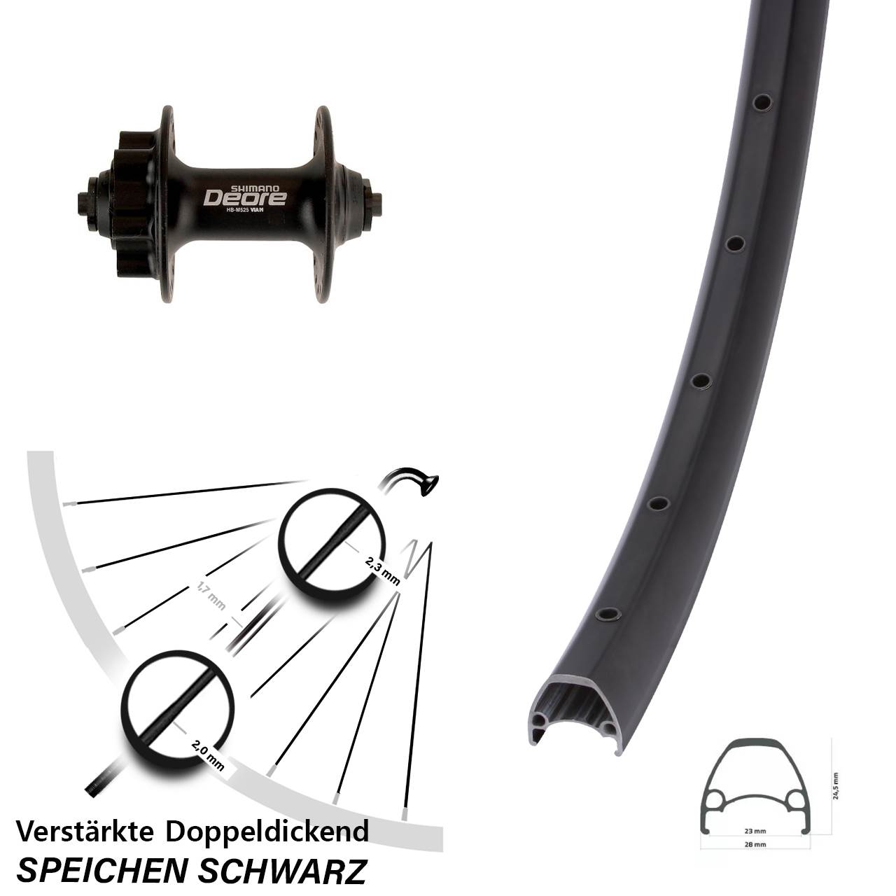 Ambrosio Sport Shimano Deore 29 Zoll Vorderrad 6-Loch für Schnellspanner