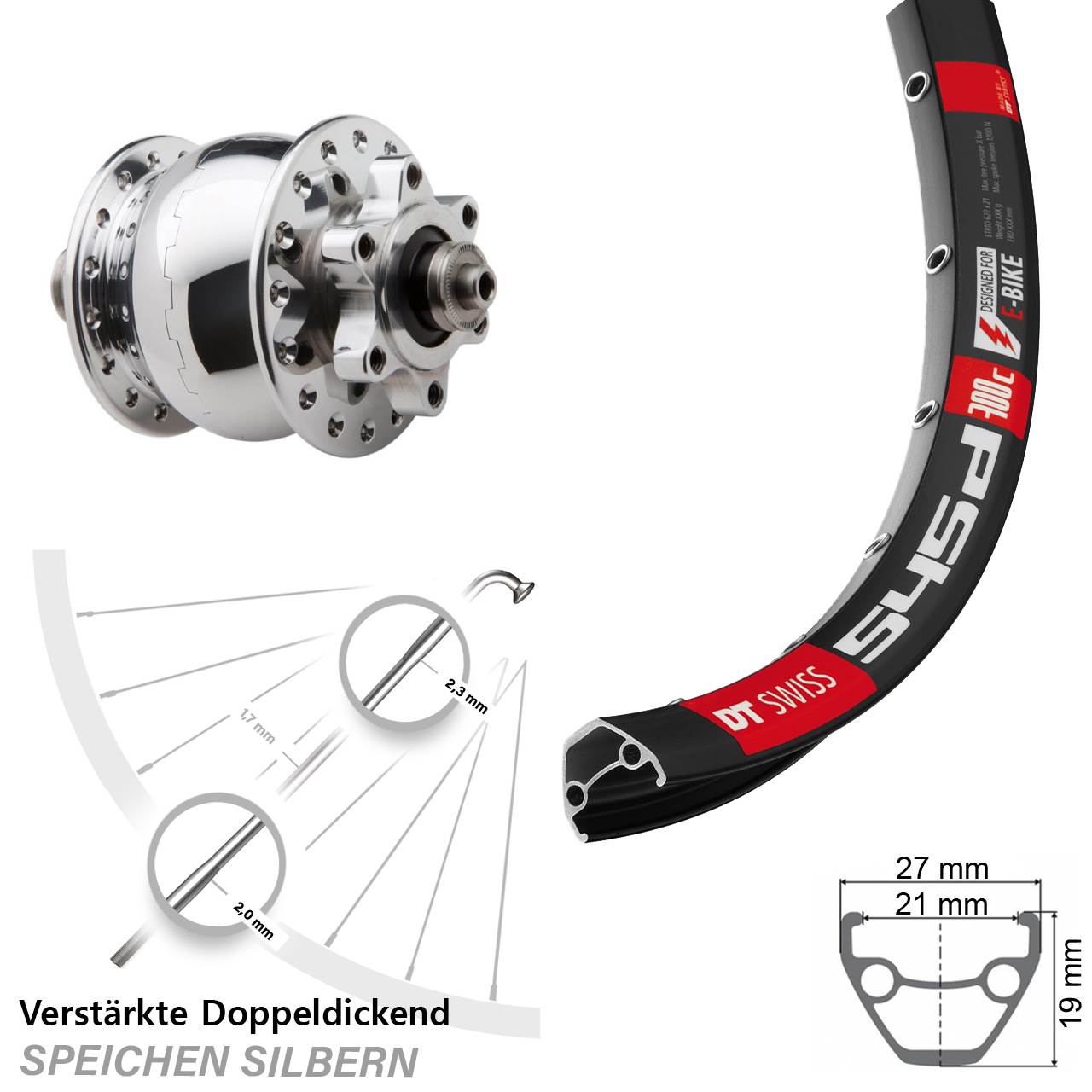 29 Zoll DT Swiss 545 SON 28 Disc Nabendynamolaufrad für Schnellspanner
