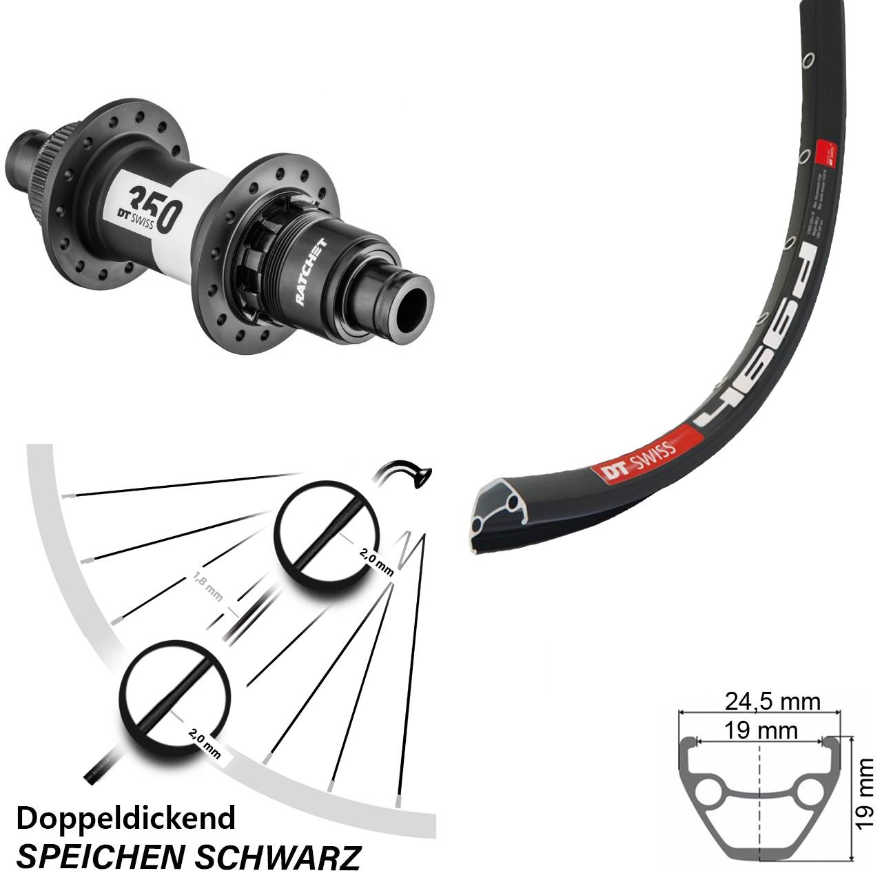 Hinterrad Centerlock 12x142 28 Zoll DT Swiss 466d-350 SRAM XD