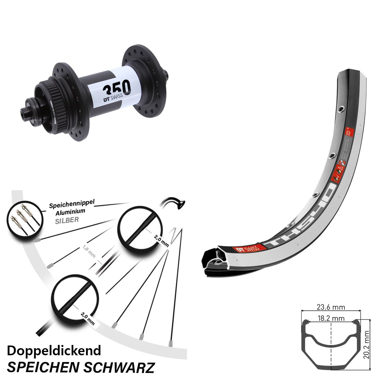 28 Zoll Vorderrad DT Swiss TK540-350