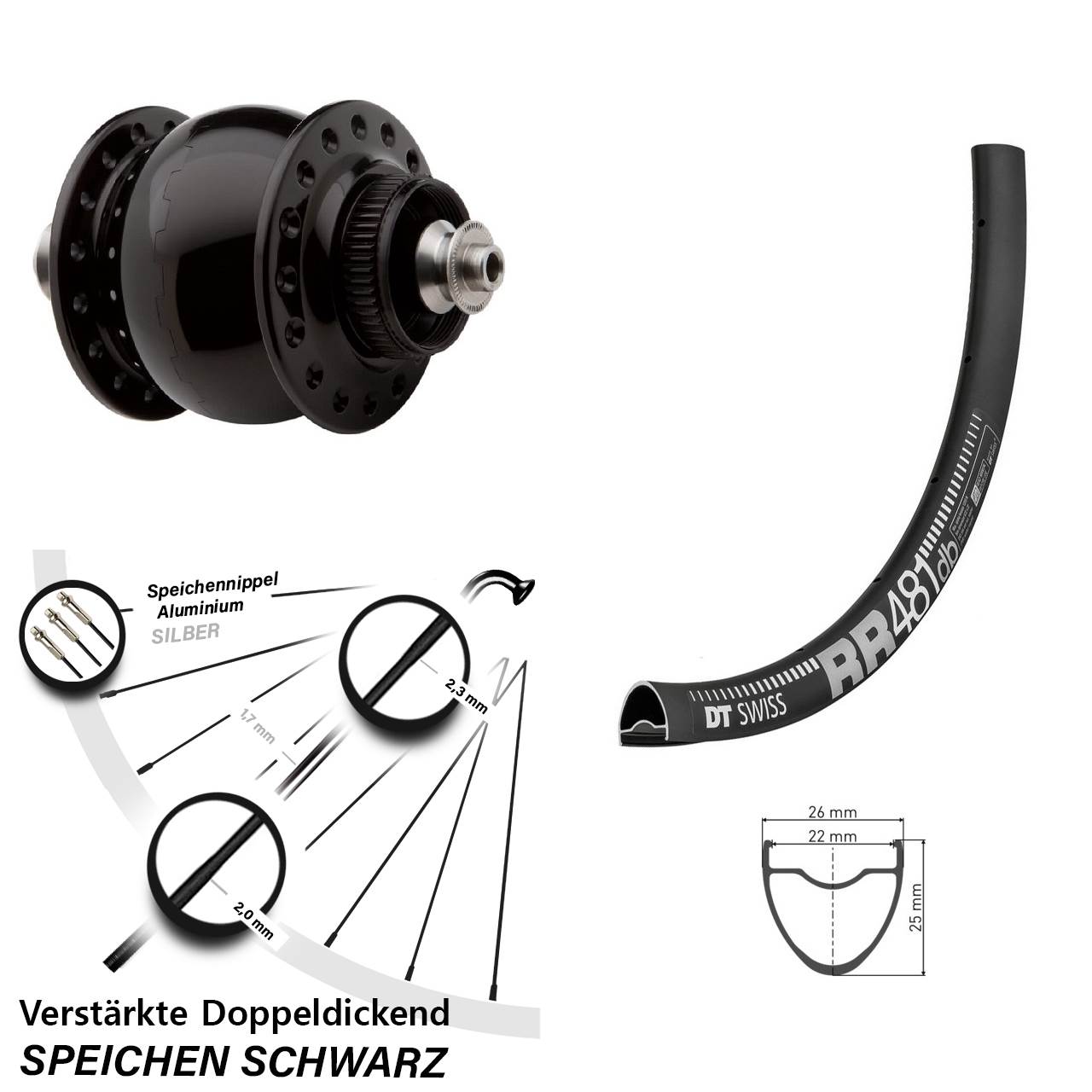 Disc Vorderrad für Schnellspanner DT Swiss RR 481 SON 28 Zoll