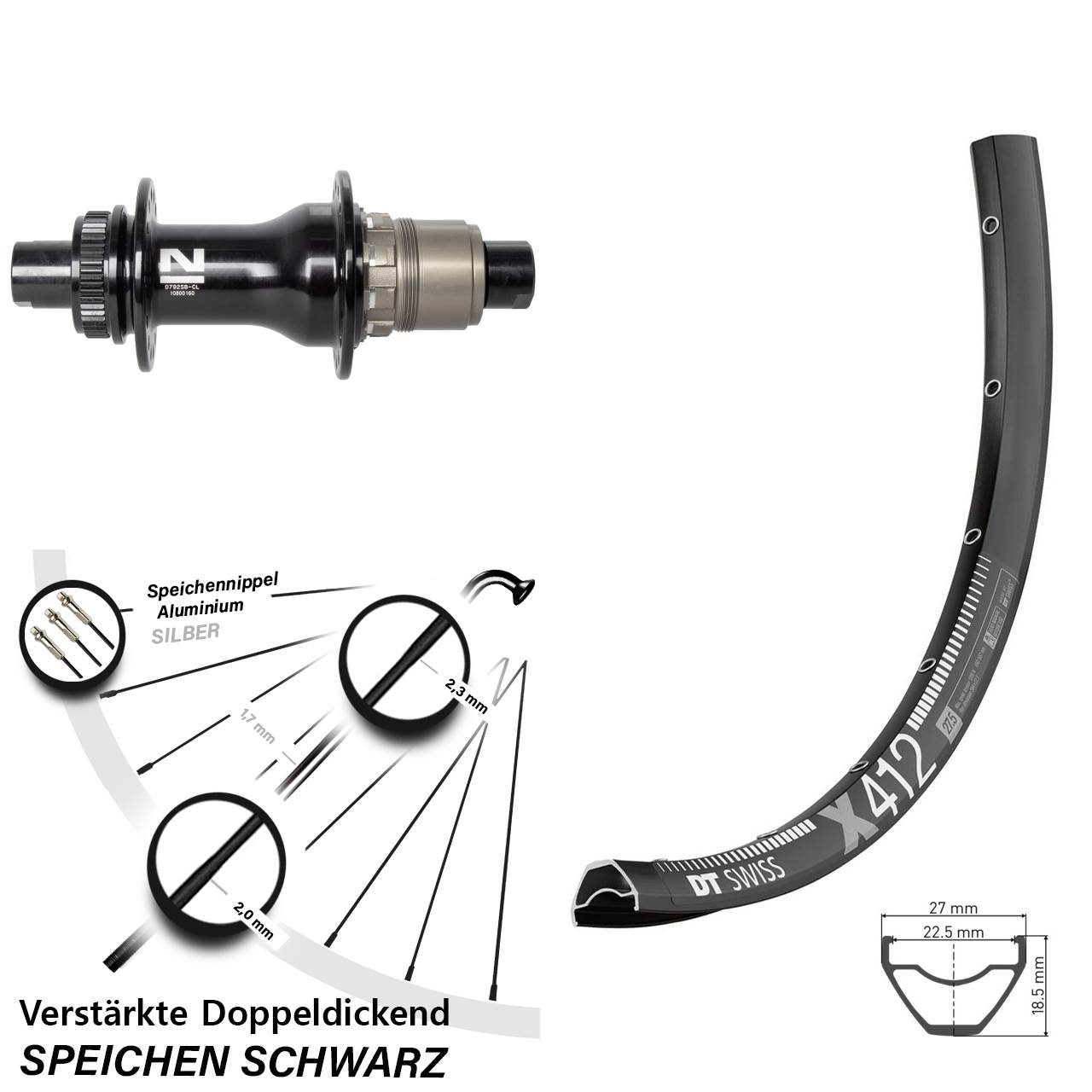 Centerlock Hinterrad 12x142 28 Zoll DT Swiss X 412 Novatec D792SB XDR 11-12 fach