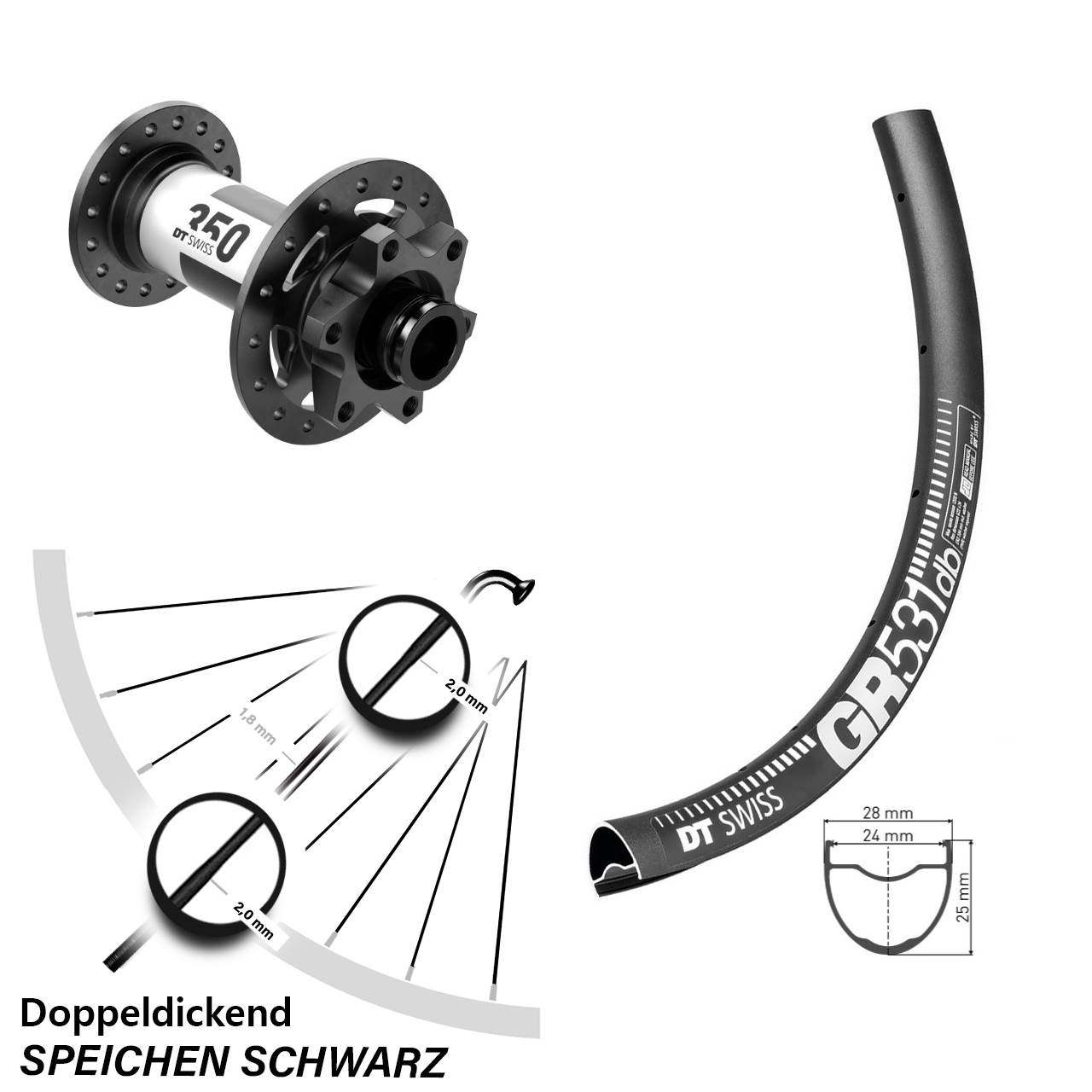 DT Swiss GR 531 DT Swiss 350 29 Zoll 6-Loch Vorderrad 15x110 Boost