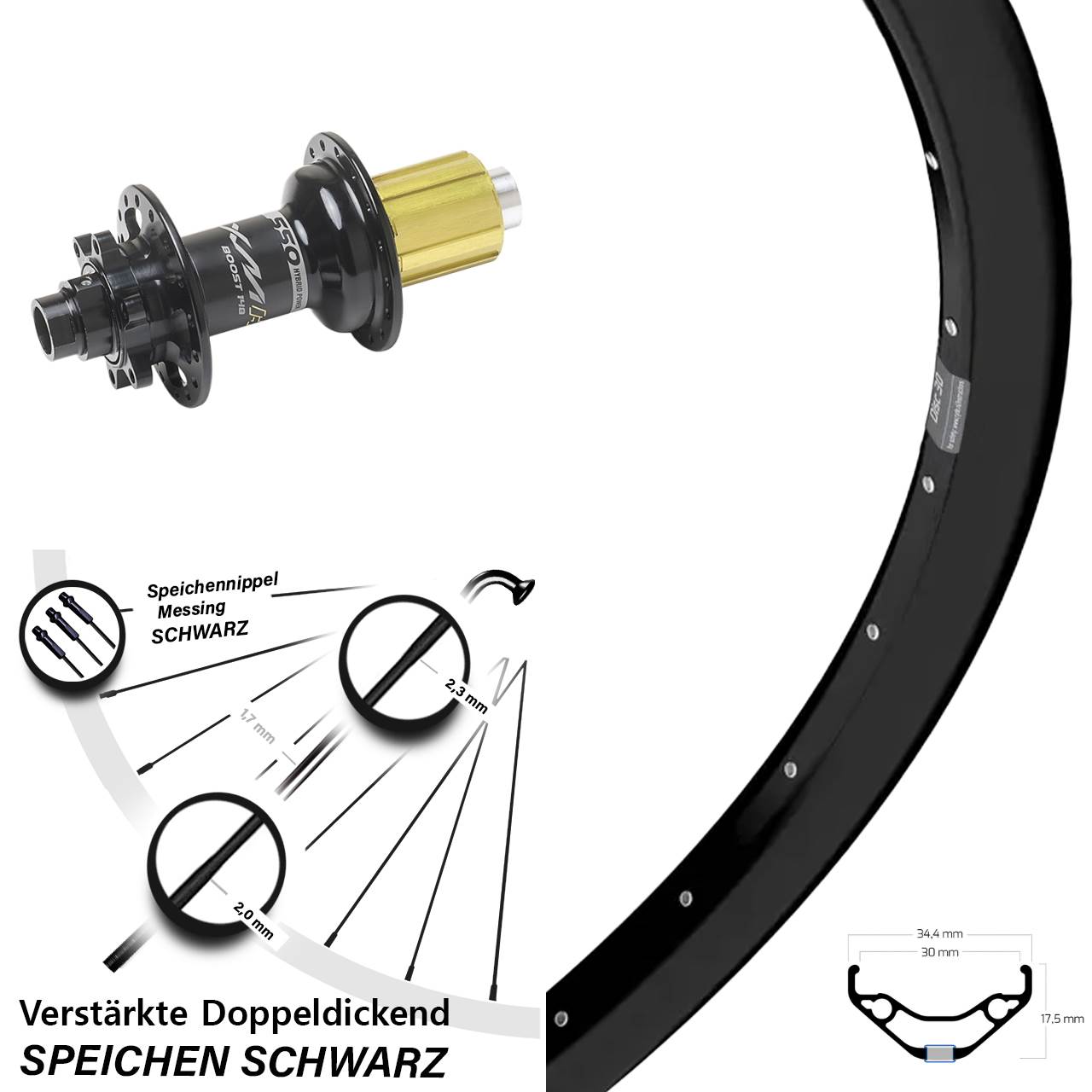 Ryde Disc 30 Miche XMH 550 27,5 Zoll Hinterrad 12x148 8-11 fach HG