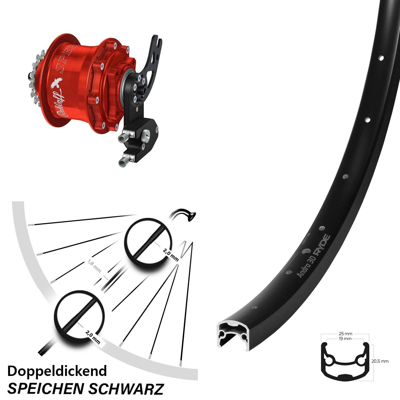 29 Zoll Ryde Andra 30 Disc Rohloff Speedhub CC DB PM rot