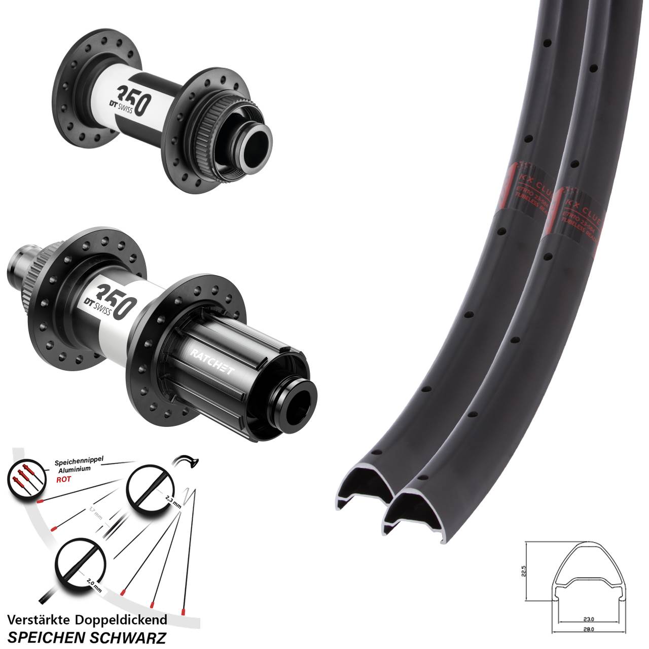 26 Zoll KX Clue DT Swiss 350 Centerlock Laufradsatz 15x100 12x142 8-11 fach