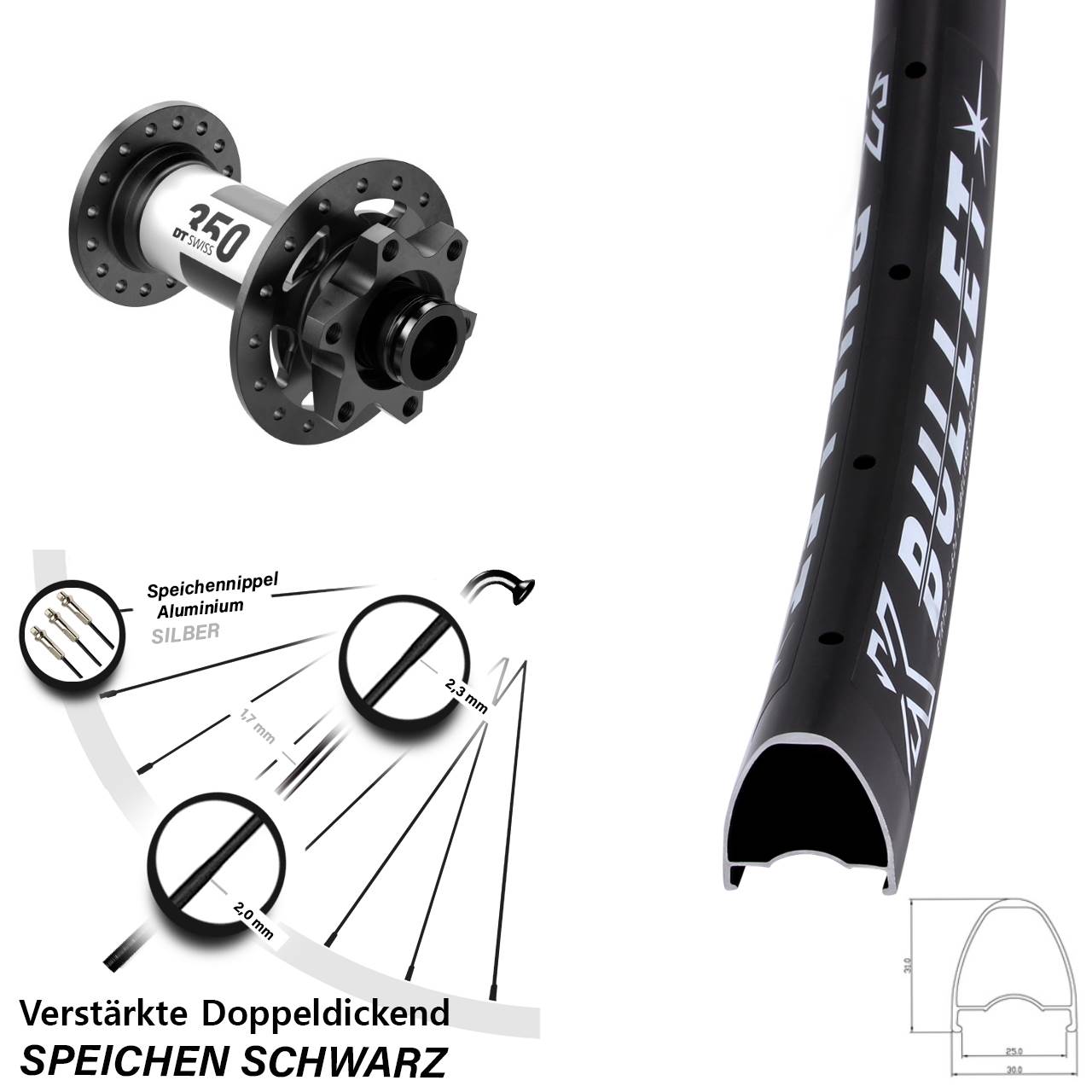 KX Bullet DT Swiss 350 29 Zoll 6-Loch Vorderrad 15x110 Boost