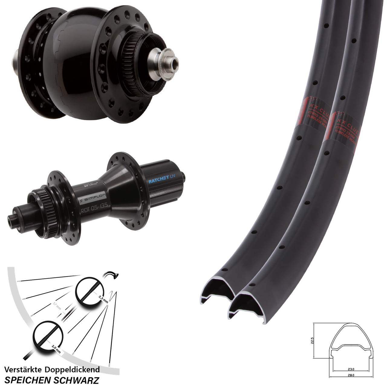 Disc Laufradsatz für Schnellspanner KX Clue DT Swiss 370 Hybrid SON 28 Zoll 8-11 fach