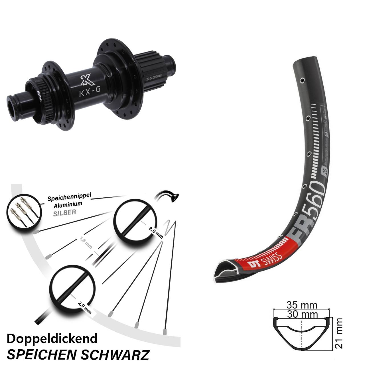 DT Swiss FR 560 26 Zoll Hinterrad KX-GS Micro Spline 12x142