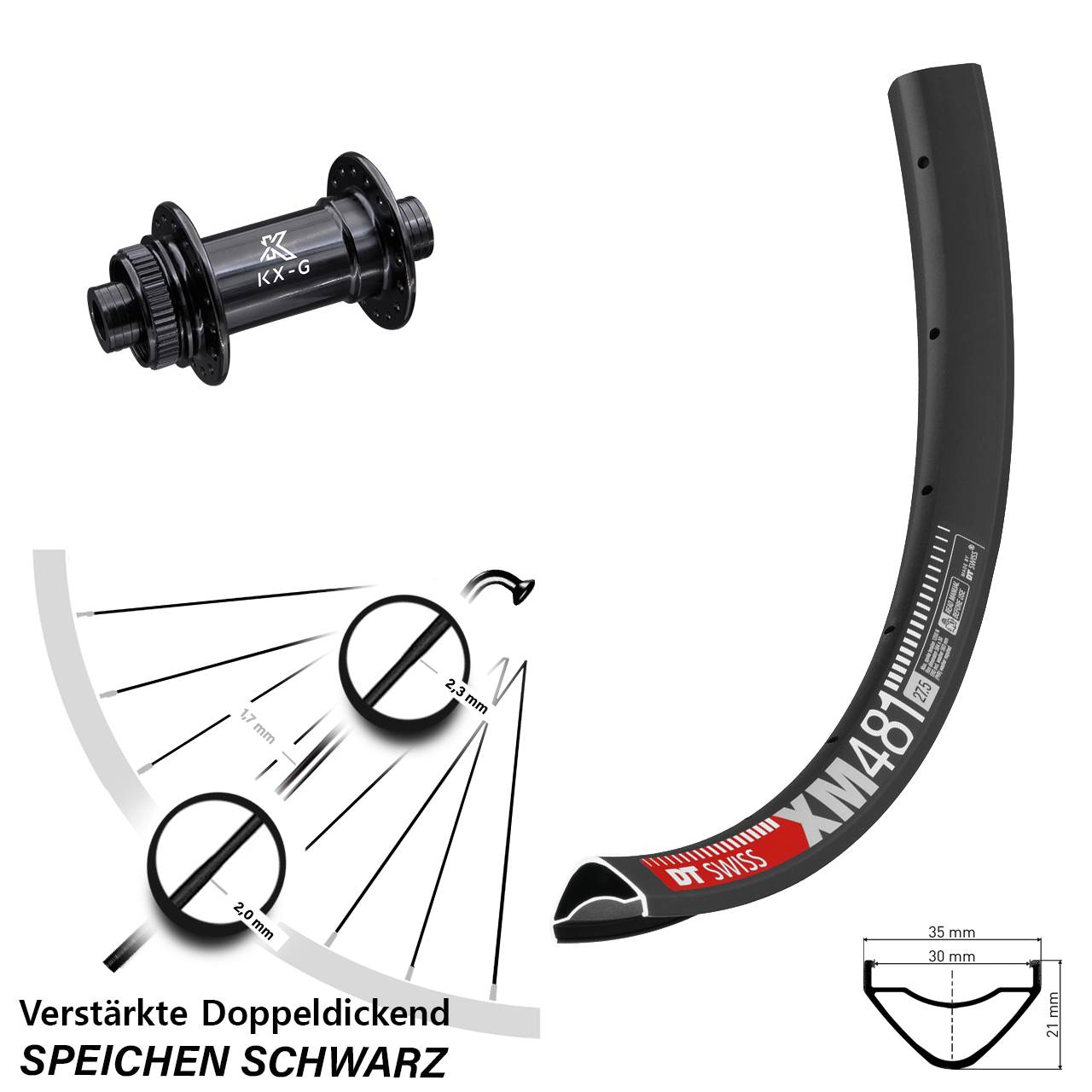 Vorderrad Centerlock 29 Zoll DT Swiss XM481 KX-G 15x100