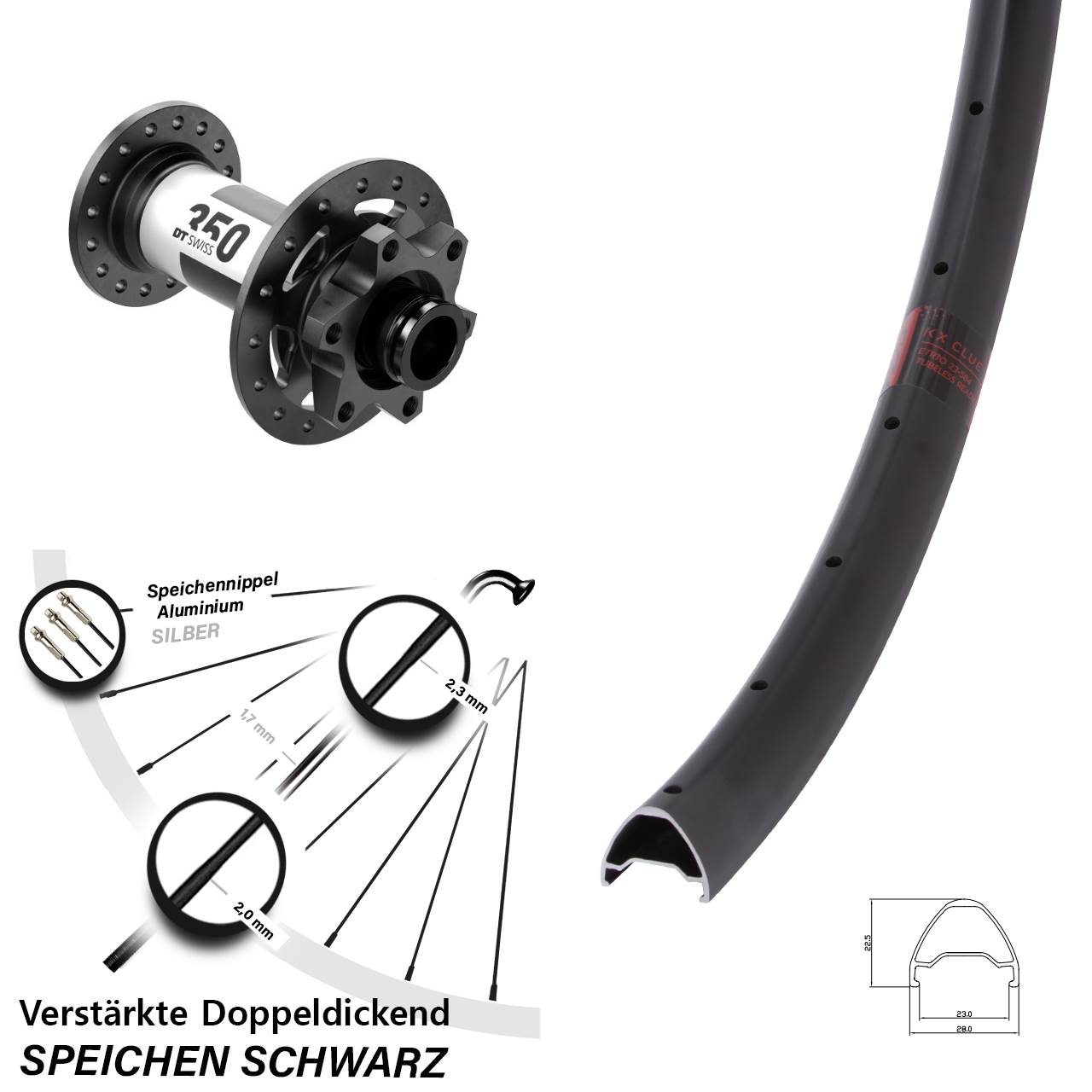 KX Clue DT Swiss 350 650B 6-Loch Vorderrad 15x110 Boost