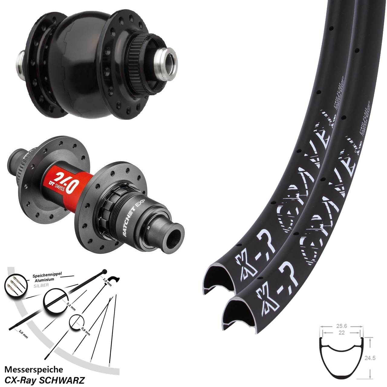 29 Zoll KX-R Gravel DT Swiss 240 EXP SONdelux Laufradsatz Centerlock 12x100/142 XDR CX-Ray