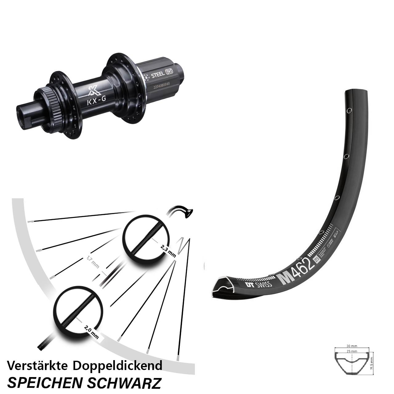 DT Swiss M462 KX-GS verstärkt 650B Hinterrad 12x142 8-12 fach