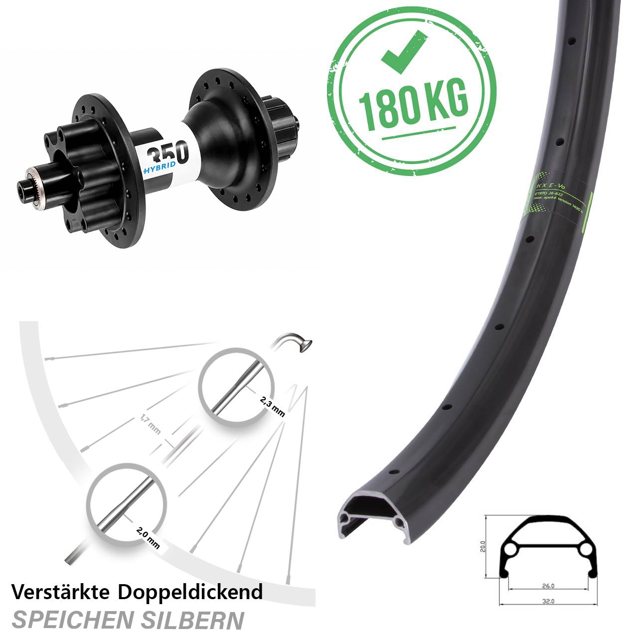 29 Zoll Hinterrad KX Evo DT Swiss 350 Hybrid 6-Loch Singlespeed 5x135