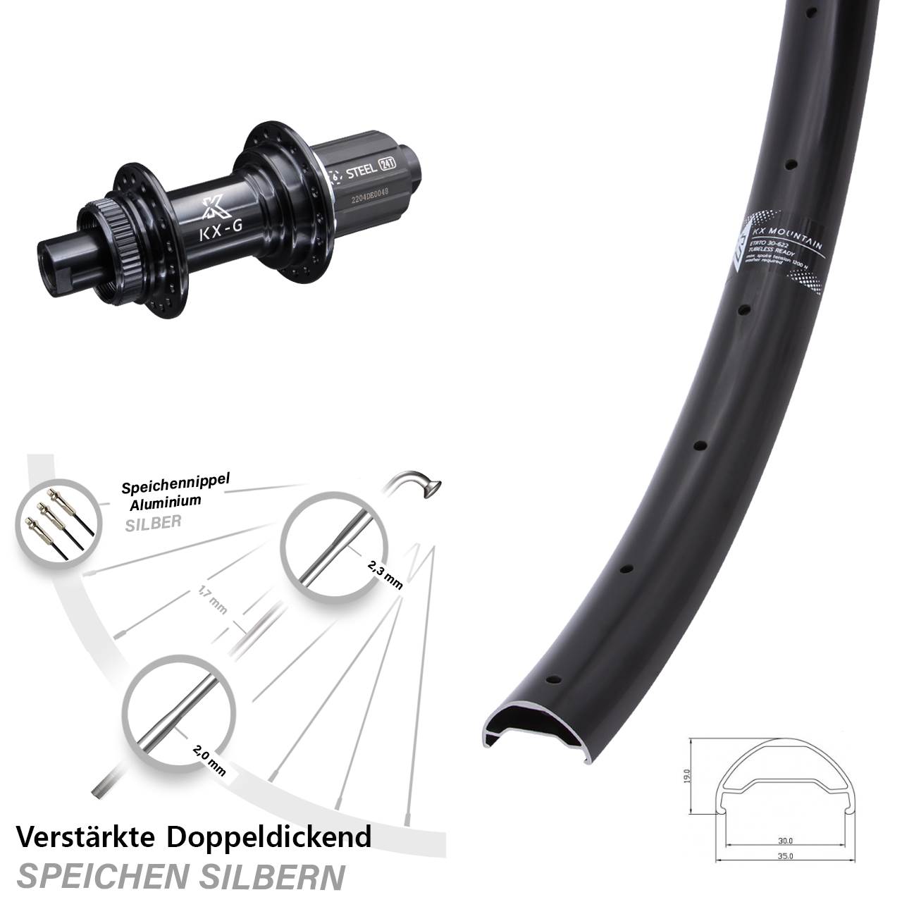 Disc Hinterrad 12x142 29 Zoll KX Mountain TR verstärkt 8-12 fach HG