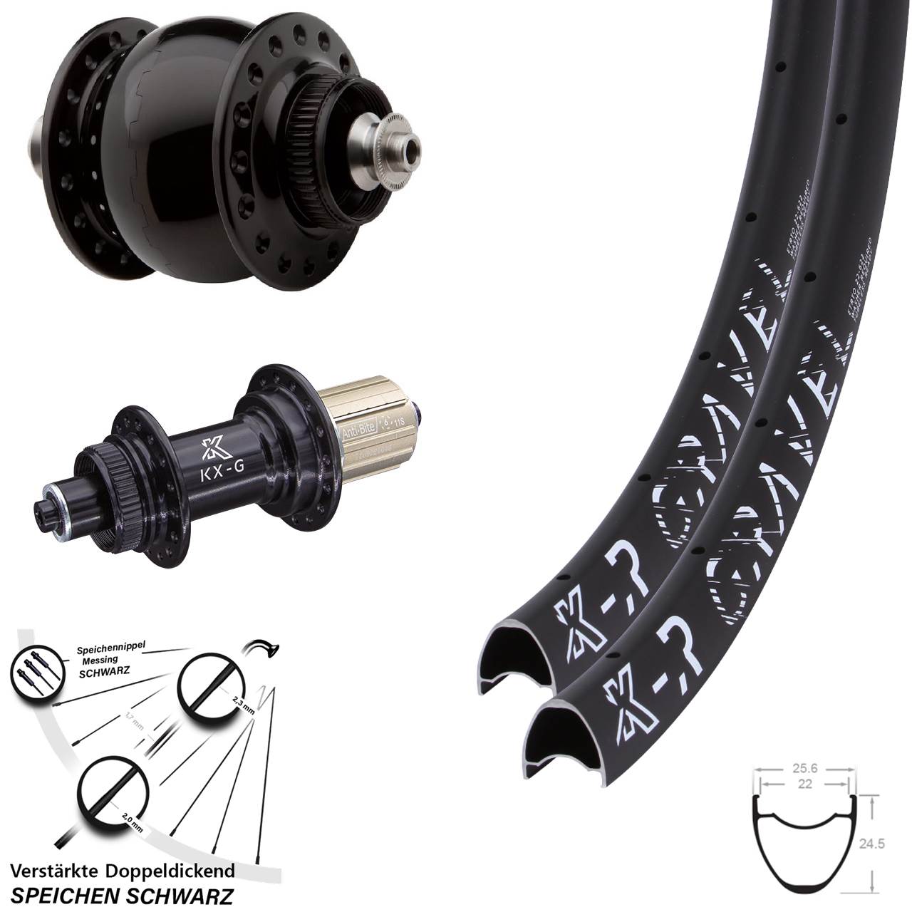 SON 28 Zoll KX-R Gravel Laufradsatz für Schnellspanner 8-12 fach HG