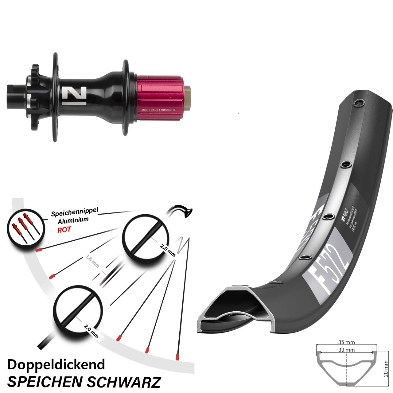 29 Zoll DT Swiss F572 Novatec D792 6-Loch Hinterrad 12x142 8-12 fach