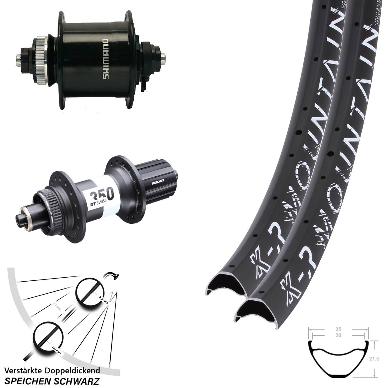 KX-R Mountain DT Swiss 350 Shimano DH-UR700 Laufradsatz 27,5 Zoll QR 8-11 fach HG
