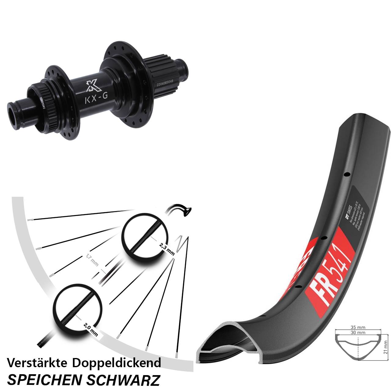 27,5 Zoll DT Swiss FR541 KX-GS verstärkt Disc Laufrad 12x142 Shimano Micro Spline