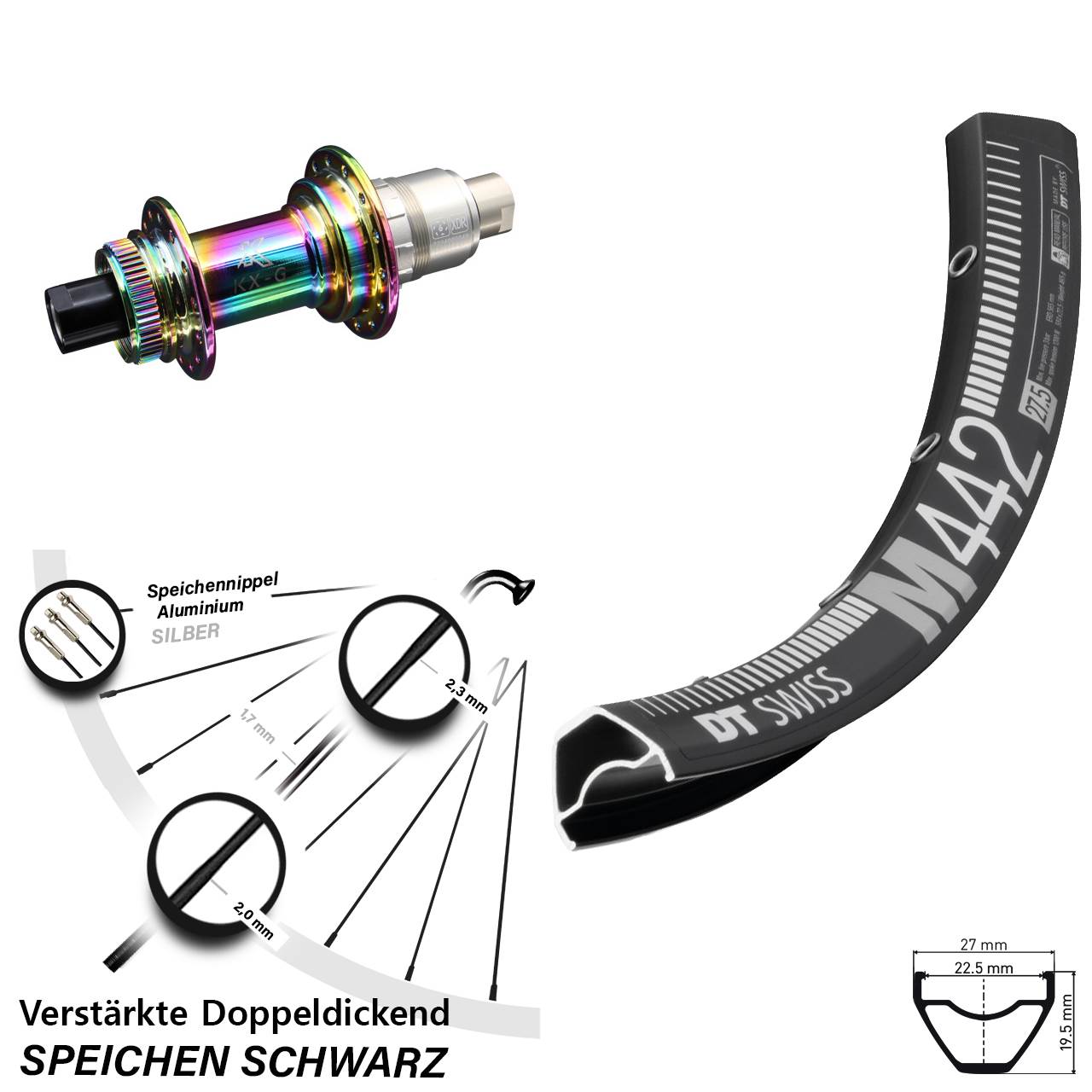 Disc Laufrad 29 Zoll DT Swiss M442 KX-G Oilslick XDR 11-12 fach 12x142