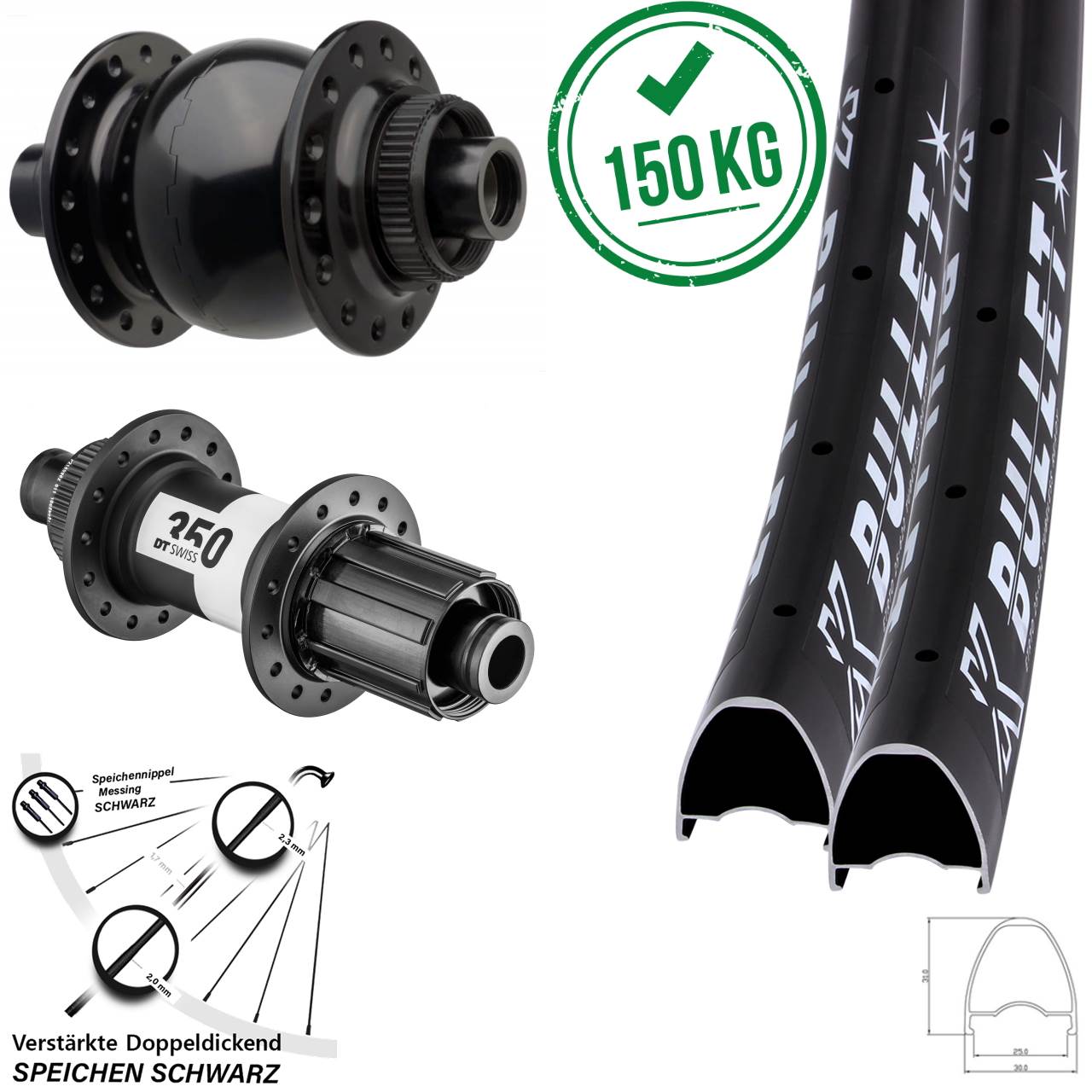 KX Bullet DT Swiss 350 SON 28 29 Zoll Centerlock Laufradsatz 15x110 12x148 8-11 fach HG