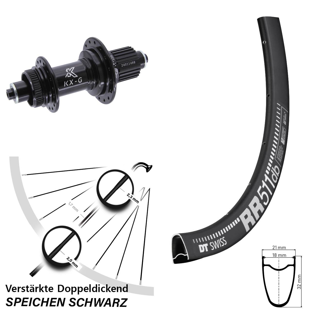 DT Swiss RR511 KX-G 28 Zoll Disc Laufrad QR Micro Spline
