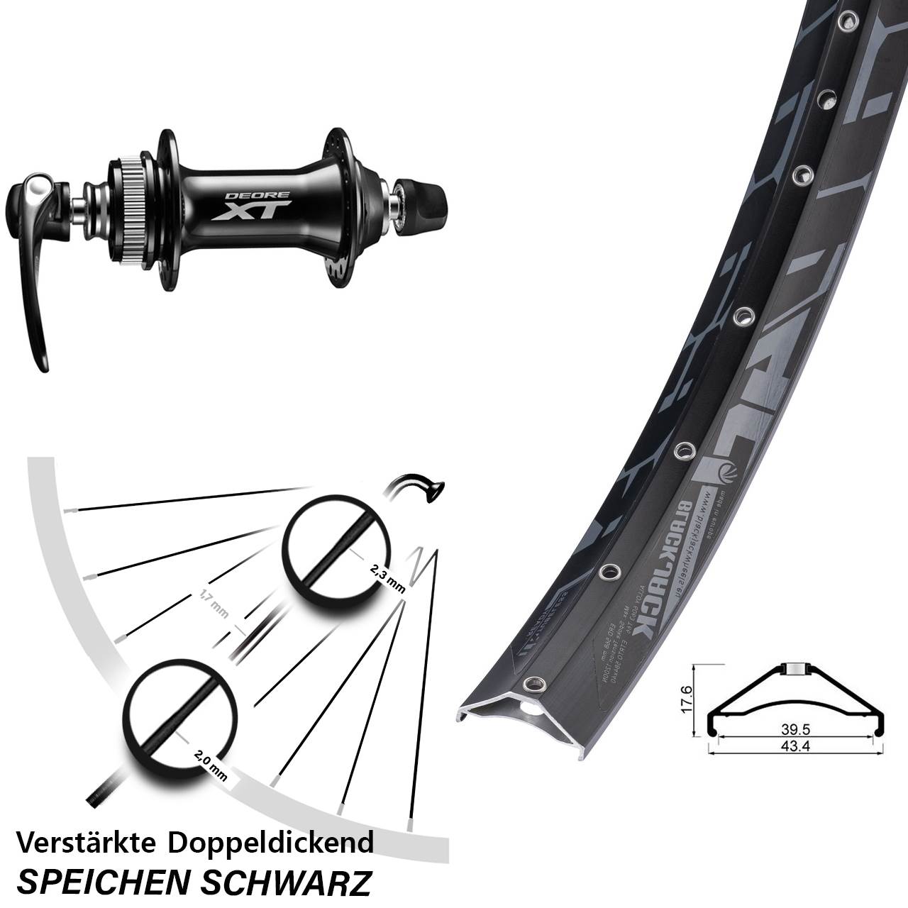 27,5 Zoll Rodi Ready 40 Shimano HB-M8000 Centerlock Vorderrad QR