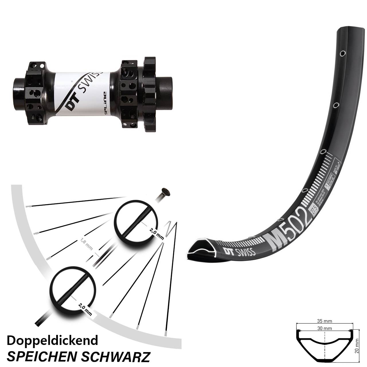 Disc-Vorderrad 27,5 Zoll DT Swiss M 502 und X-1900