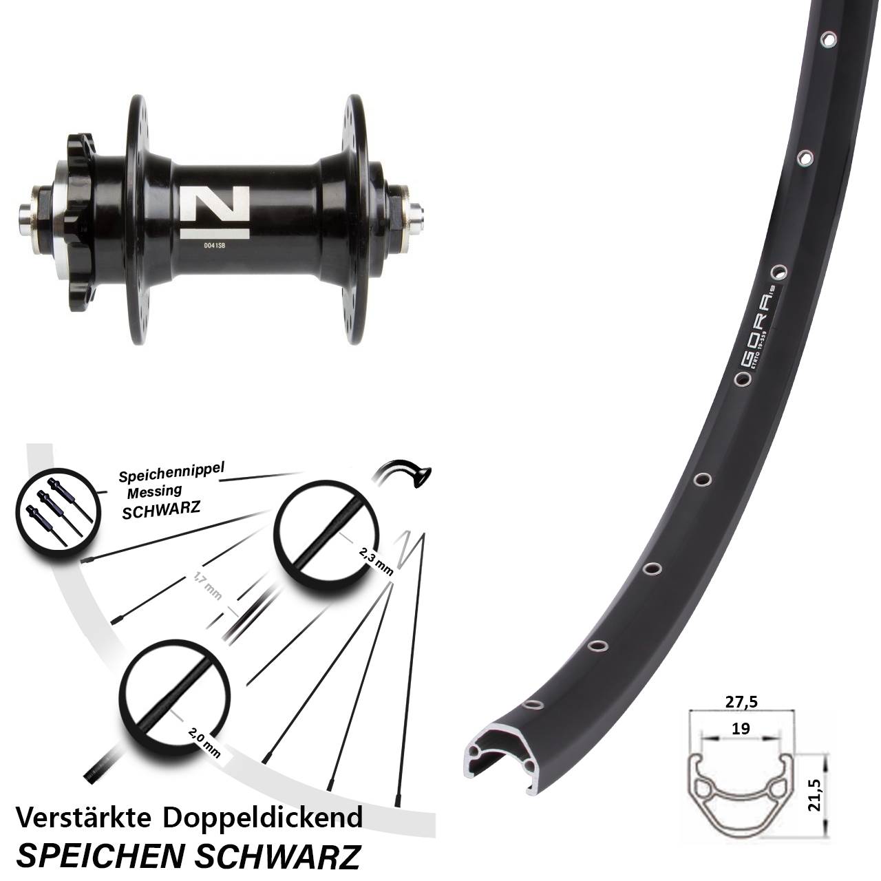 Disc Vorderrad QR 26 Zoll Gora 19 Novatec D-041