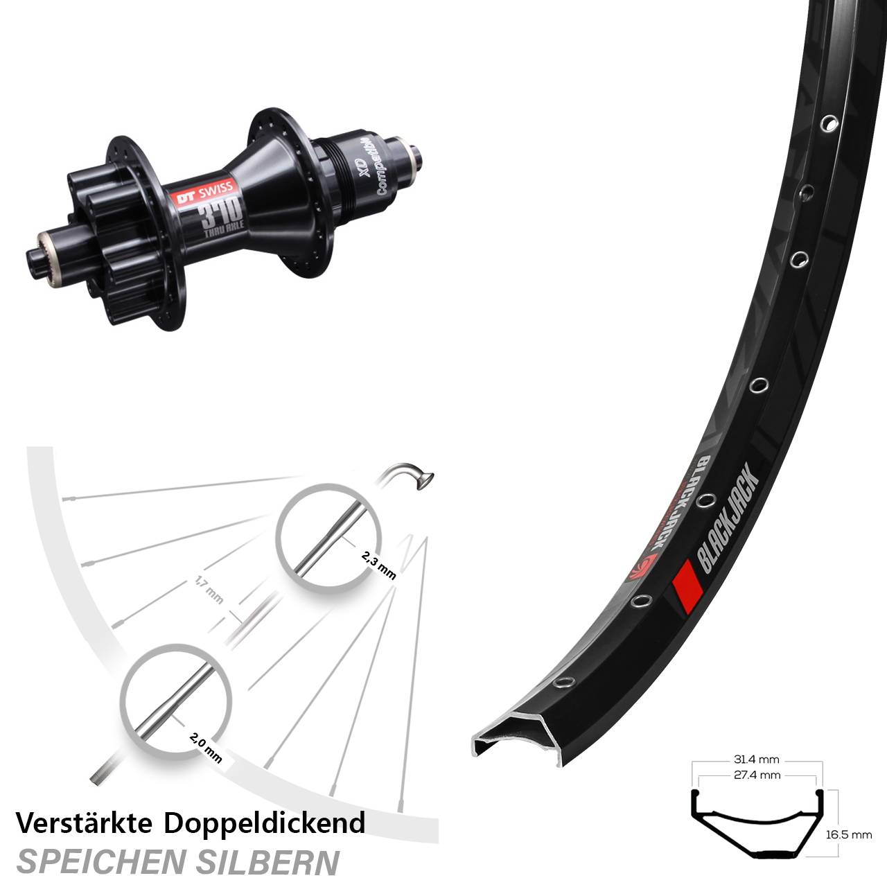 Disc 29 Zoll Laufrad für Schnellspanner Rodi Ready 27 DT Swiss 370 SRAM XD