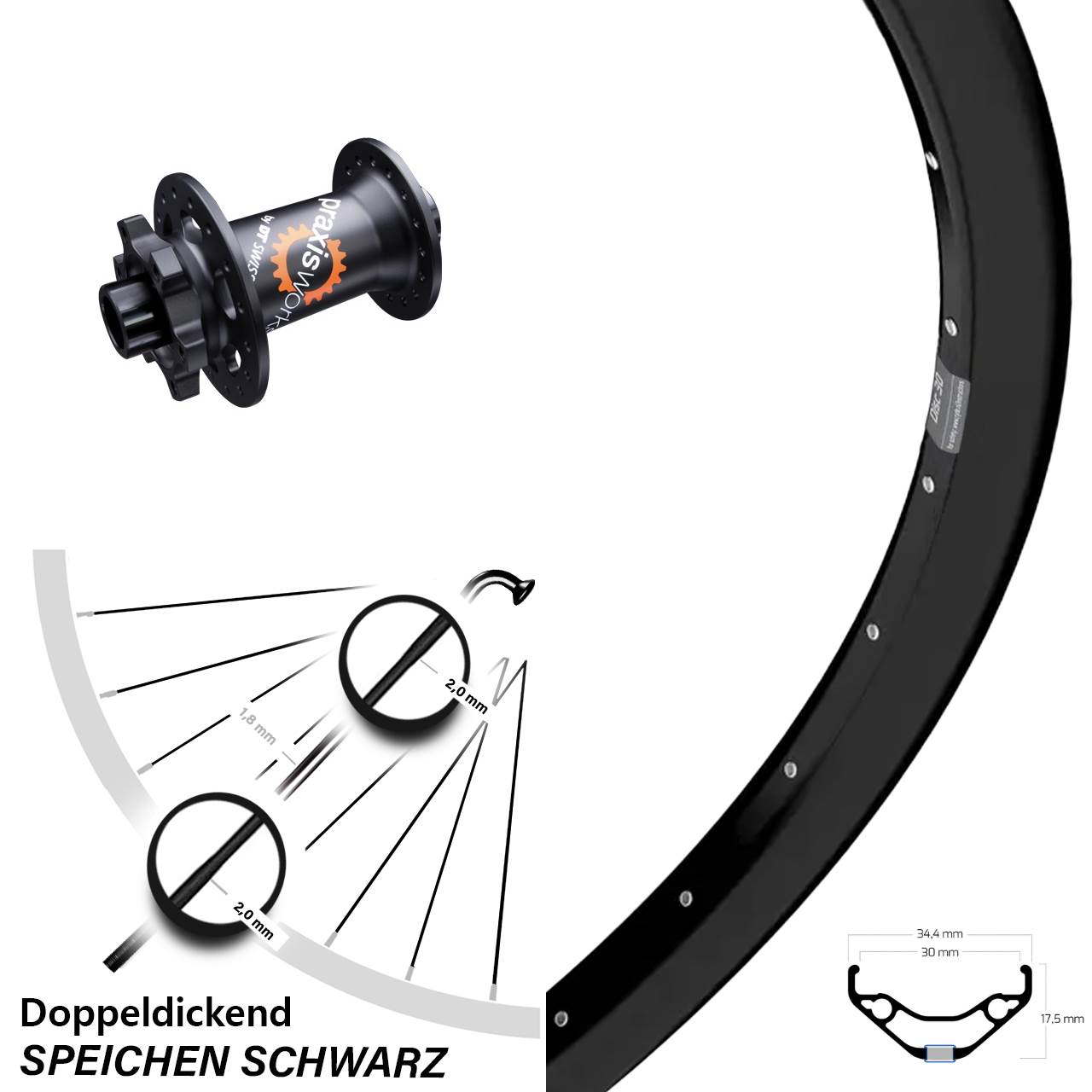 Disc Laufrad 27,5 Zoll Ryde Disc 30 DT Swiss 350 15x100