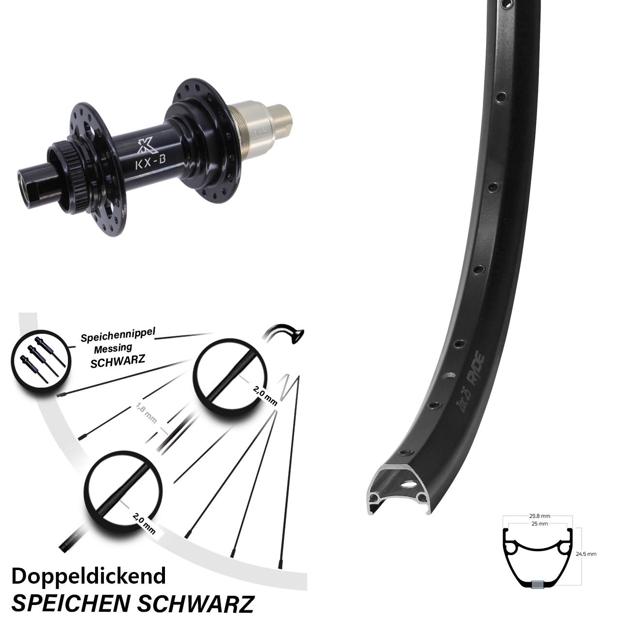 Disc Laufrad 28-29 Zoll Ryde ZAC 25 KX-B XD 11-12 fach 12x148