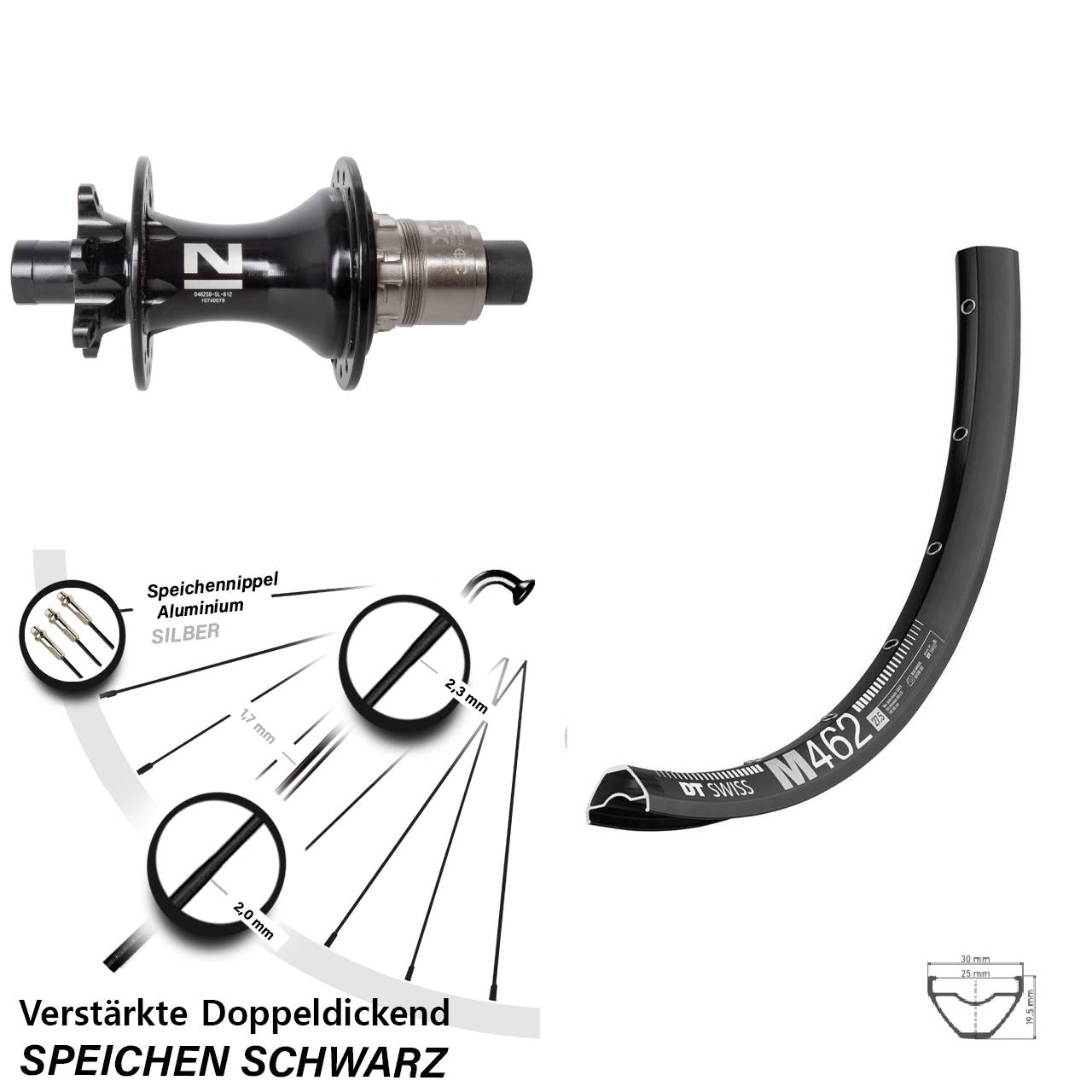 DT Swiss M 462 Novatec D462 27,5 Zoll Disc Hinterrad 12x148 SRAM XD