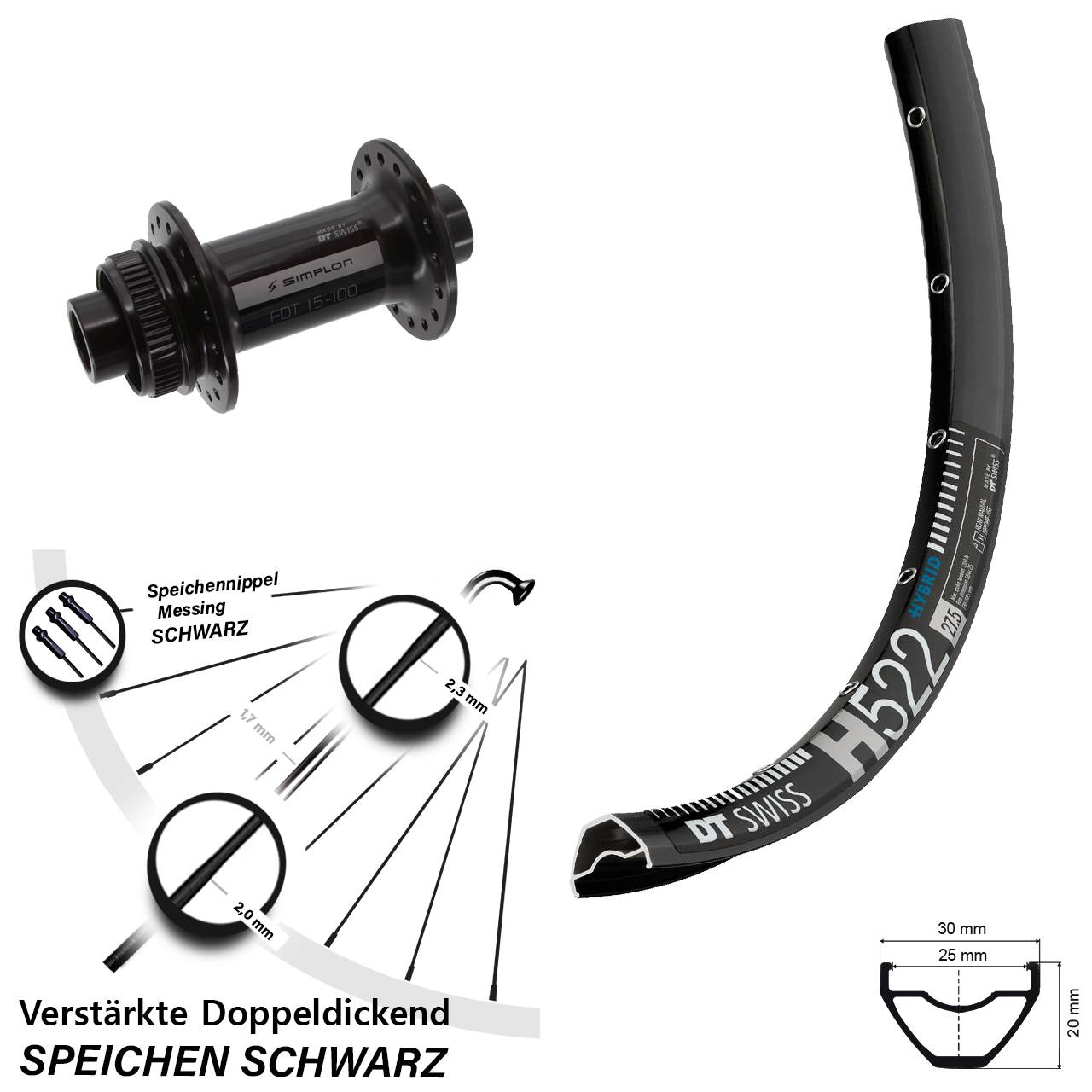 Vorderrad Centerlock 29 Zoll DT Swiss H 522-370 15x100