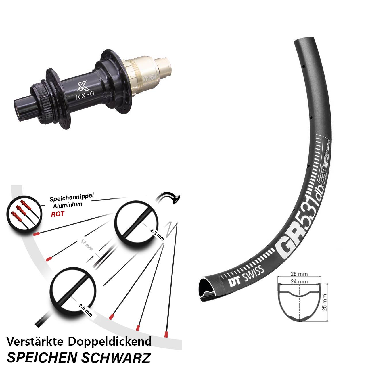 Disc Laufrad 650B DT Swiss GR531 KX-G SRAM XDR 12x142