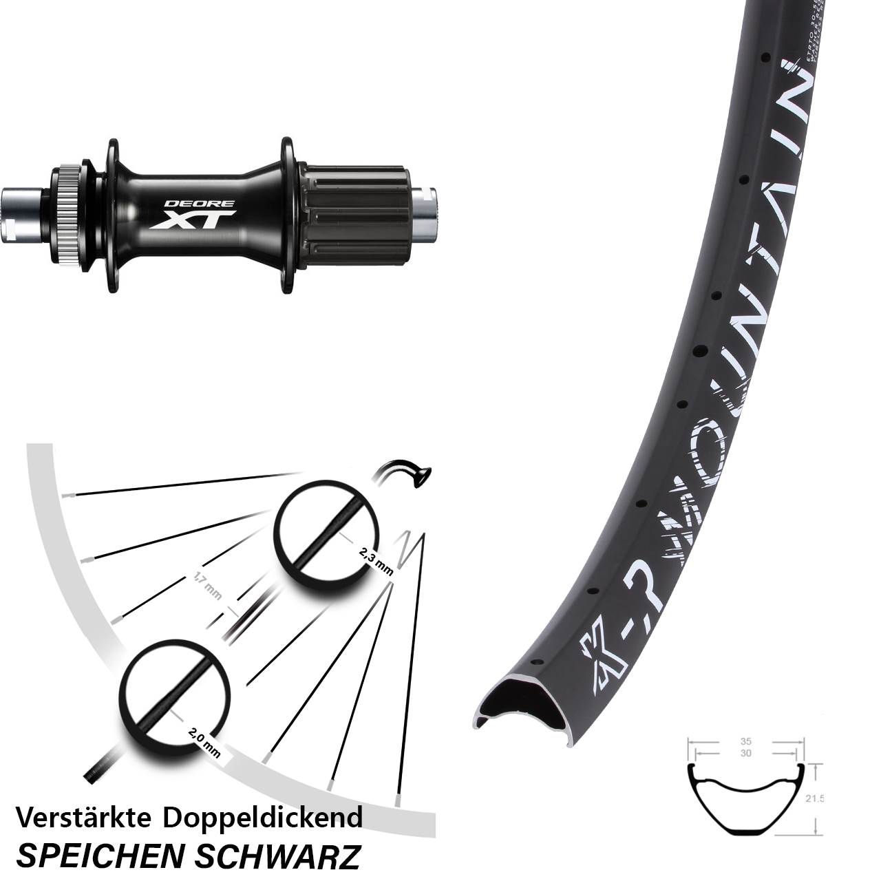 KX-R Mountain Shimano XT FH-M8010-B 29 Zoll Centerlock Hinterrad 12x148 Boost 8-11 fach HG