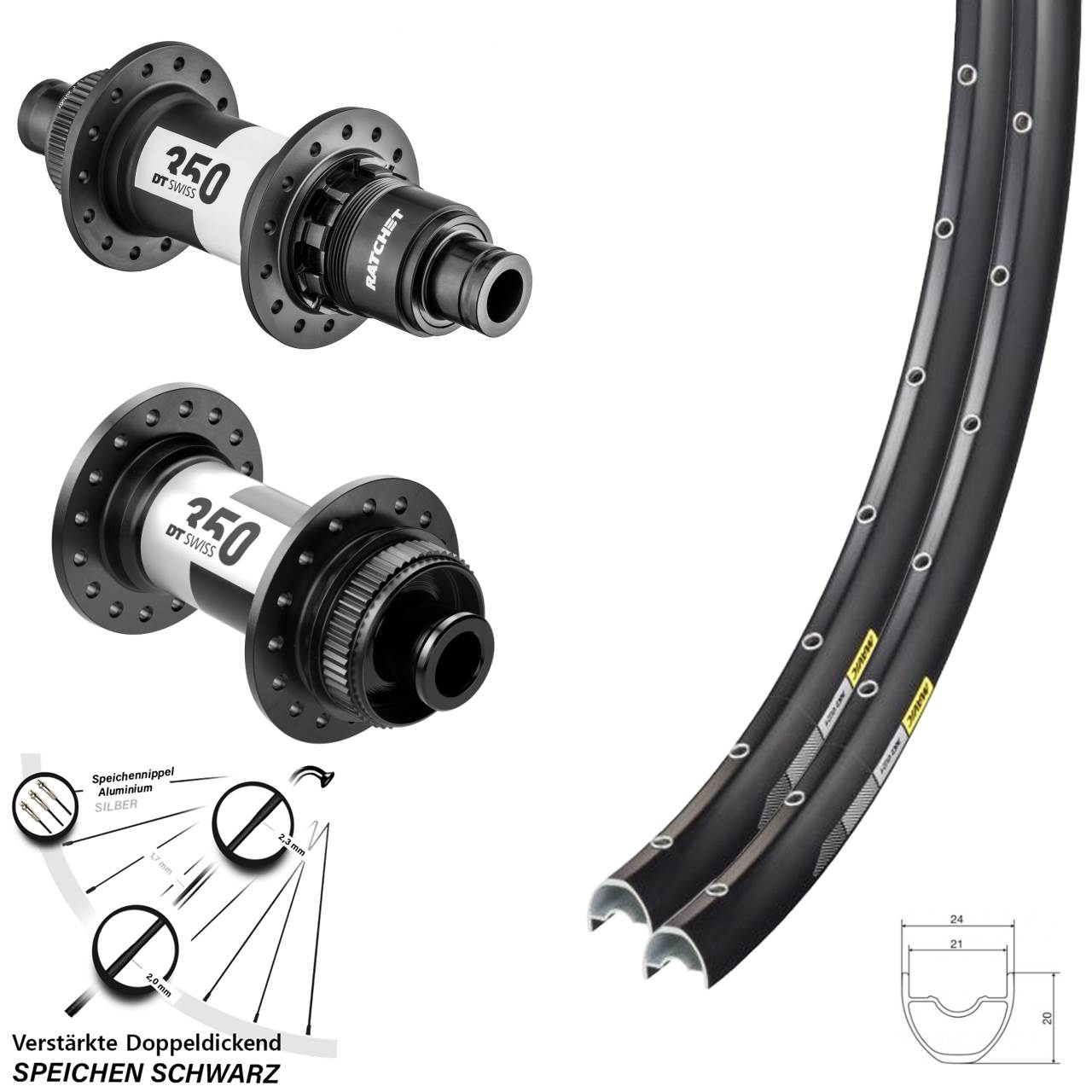 28 Zoll Mavic XC621 DT Swiss 350 Laufradsatz Centerlock 12x100/142 XDR