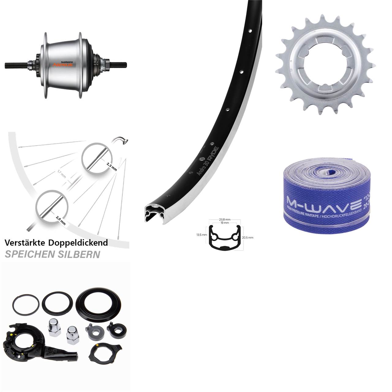 28 Zoll Hinterrad Ryde Andra 30 Shimano Nexus 7 Gang Freilauf