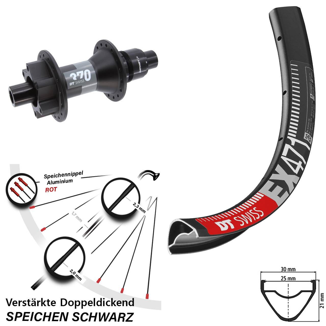 Disc Hinterrad 12x148 27,5 Zoll DT Swiss EX471-370 SRAM XD