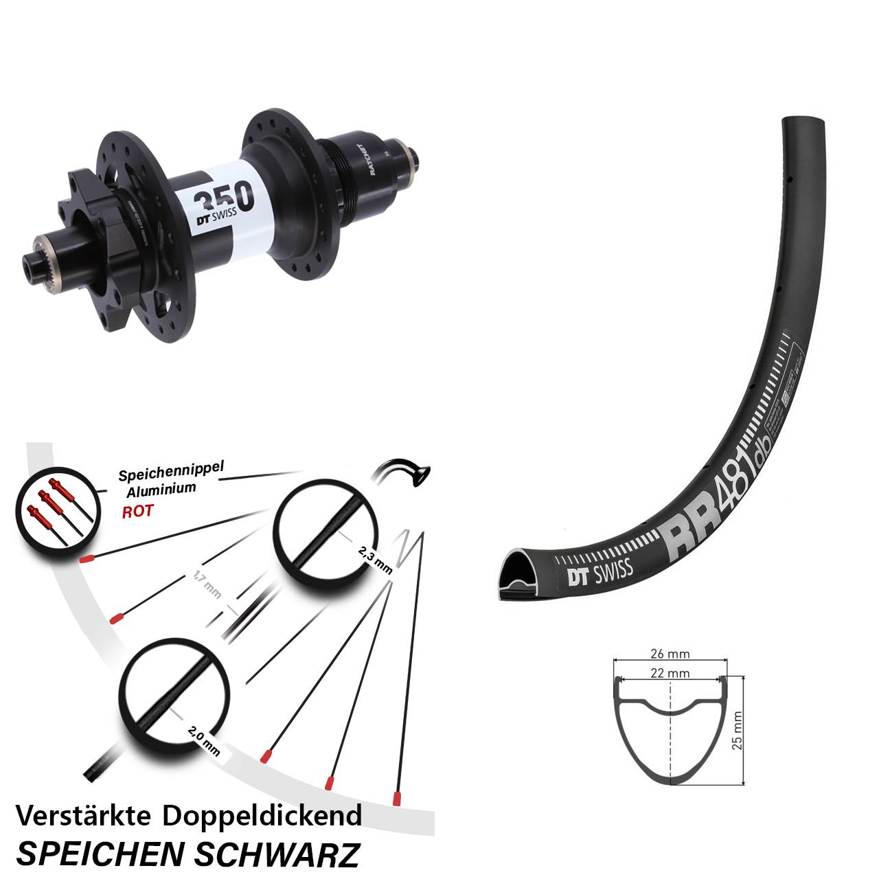 Disc Laufrad 28 Zoll DT Swiss RR481 350 SRAM XD für Schnellspanner