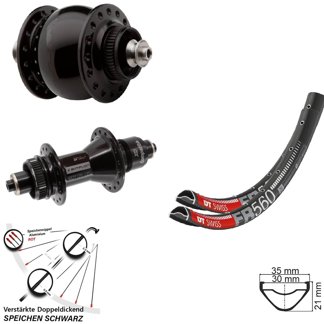 Disc Laufrad-Satz für Schnellspanner 26 Zoll DT Swiss FR 560 370 SON delux XD