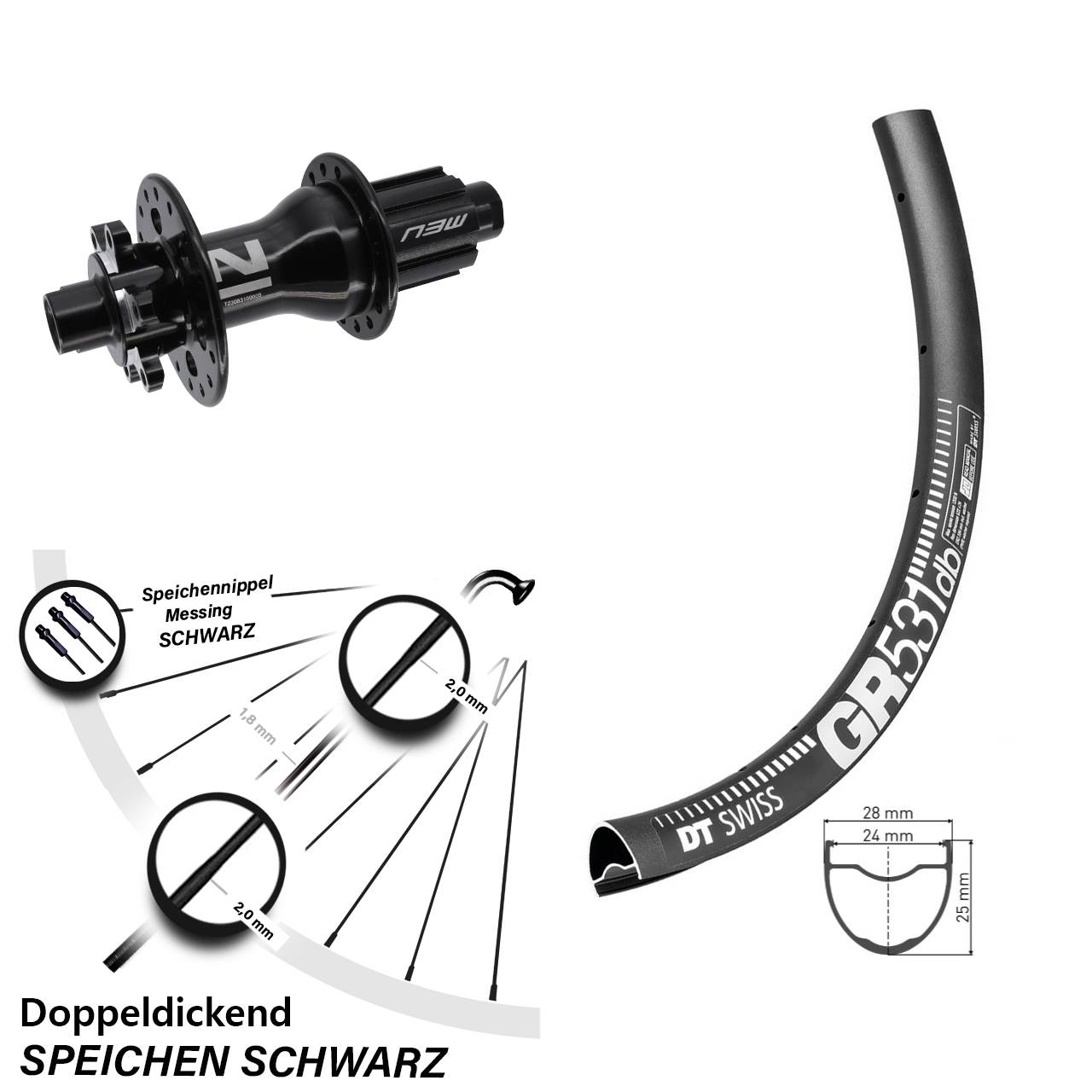 DT Swiss GR531 Novatec Superlight 28-29 Zoll Hinterrad 6-Loch 12x142 Campa N3W