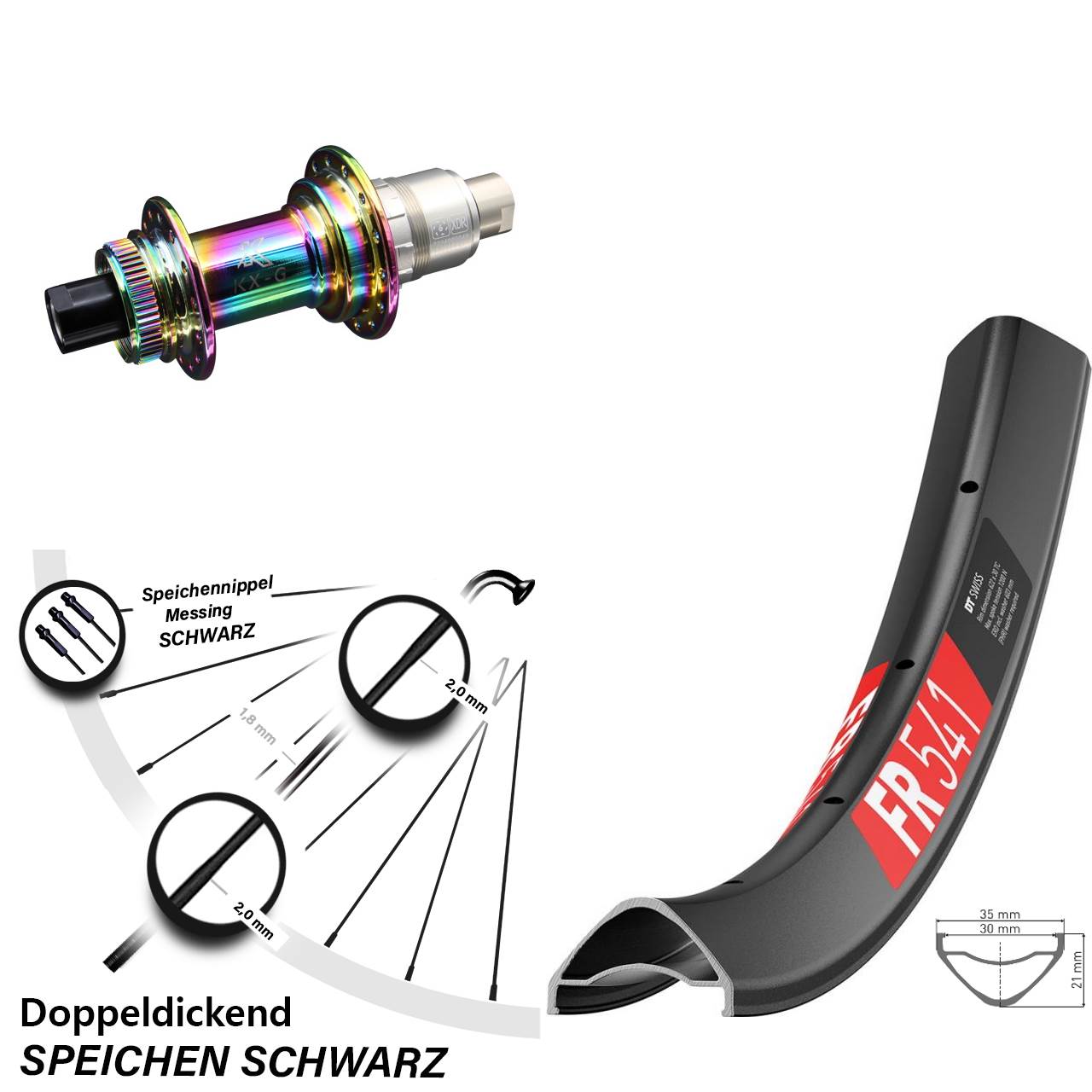 DT Swiss FR 541 KX-G Oilslick 27,5 Zoll Centerlock Hinterrad 12x142