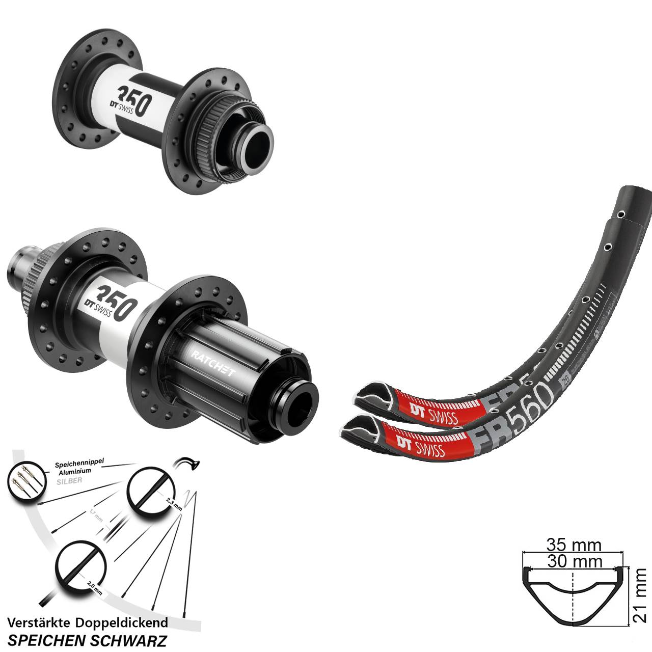 Centerlock Laufradsatz 15x100 12x142 26 Zoll DT Swiss FR 560-350 8-11 fach