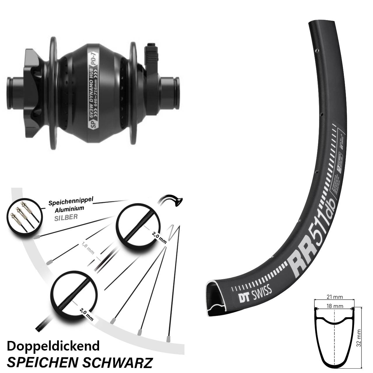 Disc Vorderrad 28 Zoll DT Swiss RR511 Shutter Precision PD-7 12x100