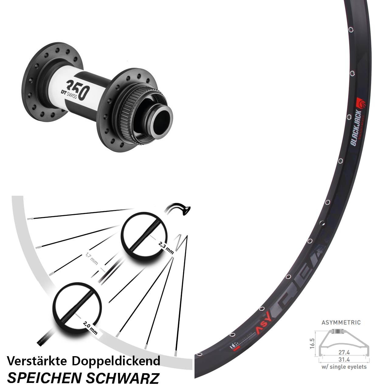 Disc Laufrad 650B Rodi Ready 27 DT Swiss 350 15x110 Boost